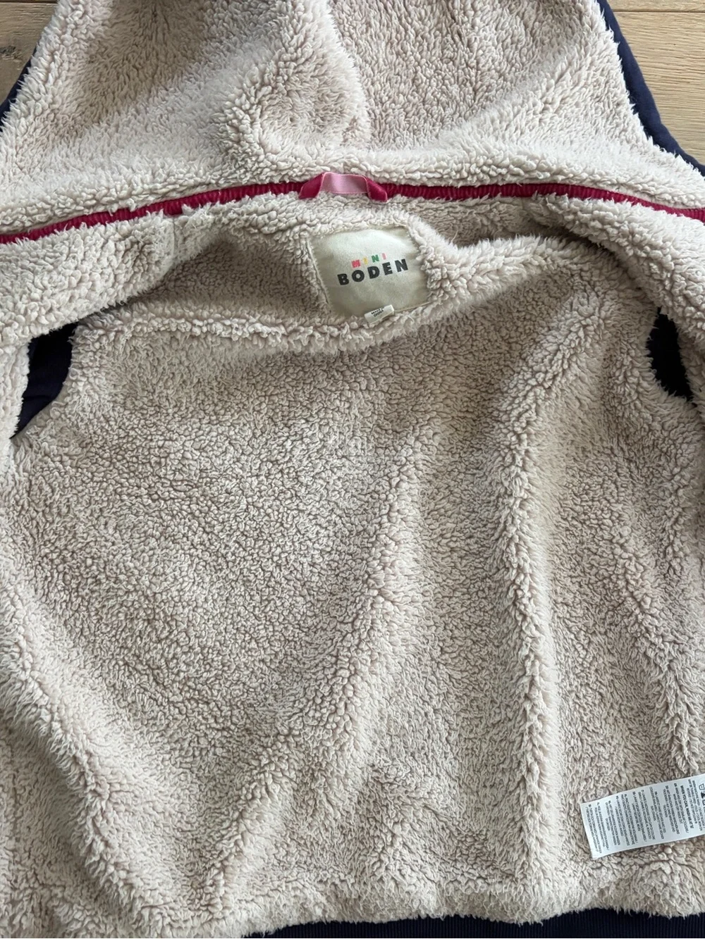 Mini Boden cozy Sherpa jacket embroidered floral - size 8-9